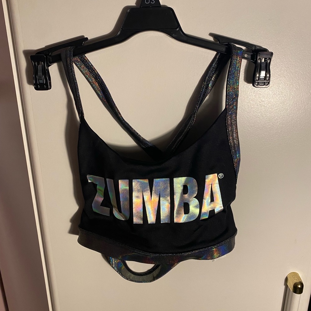 Zumba Open Back Metallic Bra